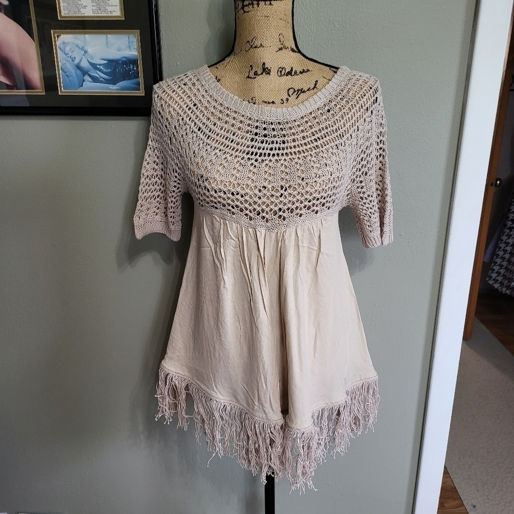 Ella Moss Knit Boho Top NWT